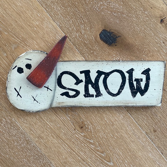 SNOWMAN SNOW wood sign CUTE ⛄️ - Picture 1 of 8